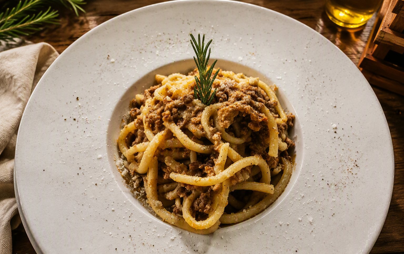 Pici al ragù con rosmarino